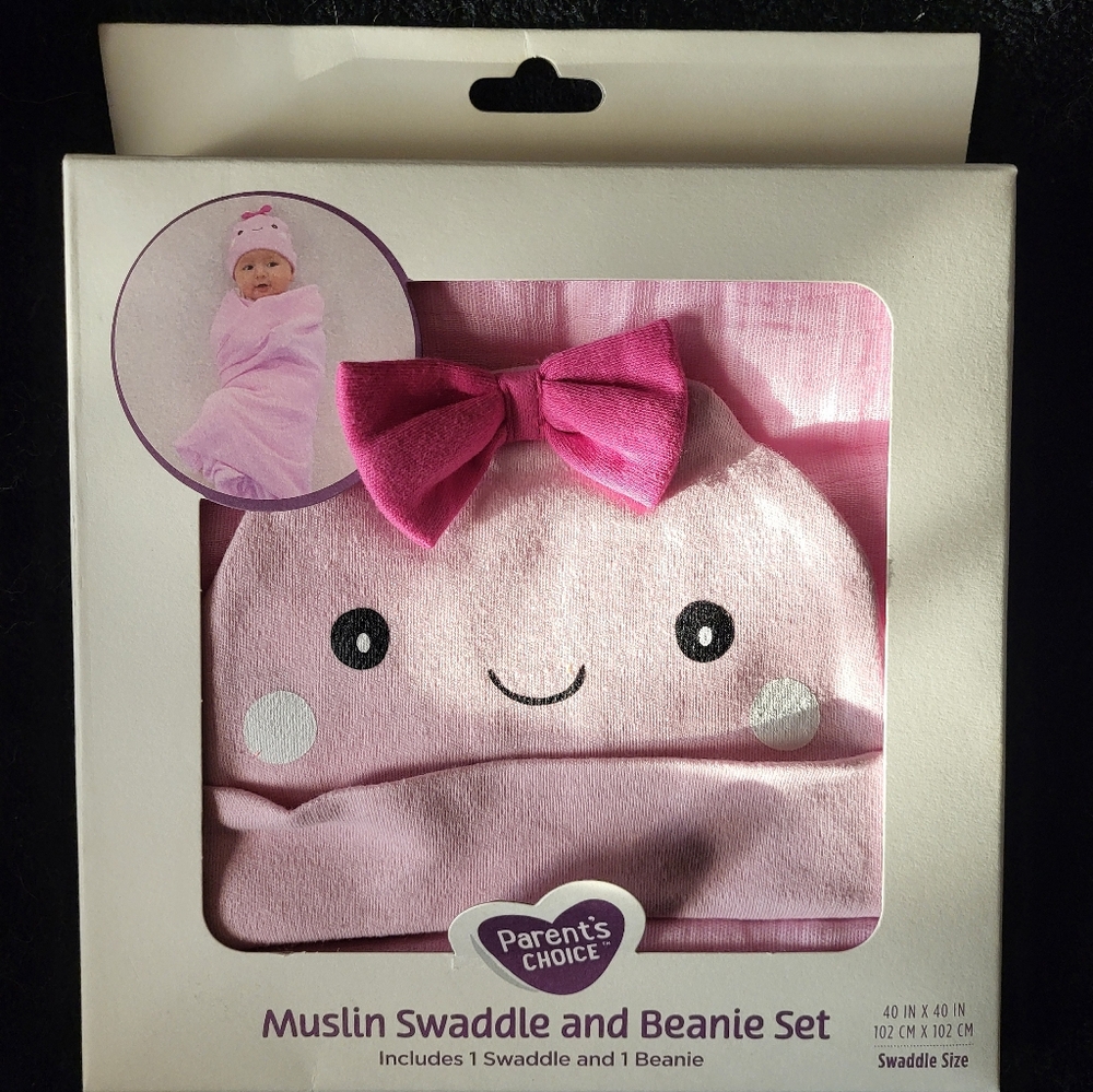 Muslin Swaddle And Beanie Set